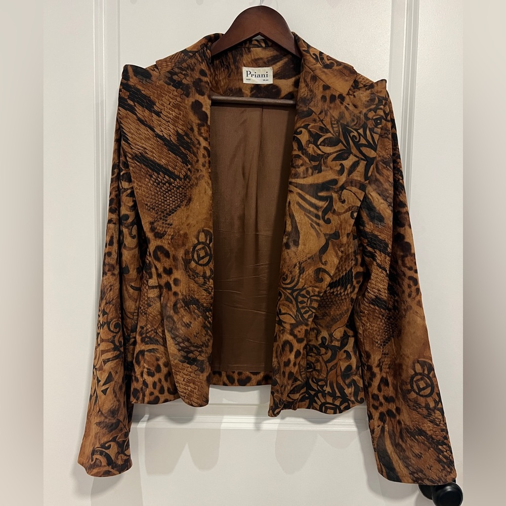 VINTAGE 80s/90s PRIANI PARIS ABSTRACT PRINT BLAZER JACKET SZ US 4